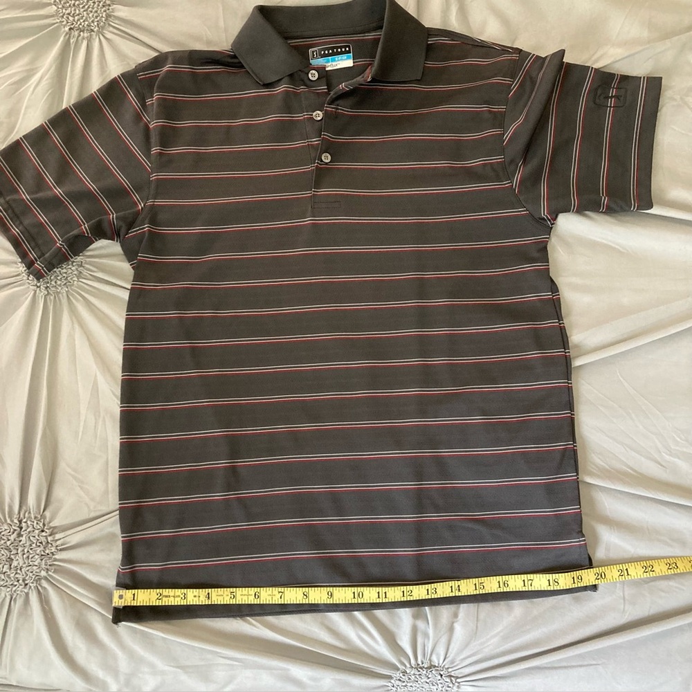 PGA Tour Men's Airflux Short Sleeve Golf Polo Shirt Gray Striped Size Small - Picture 5 of 10